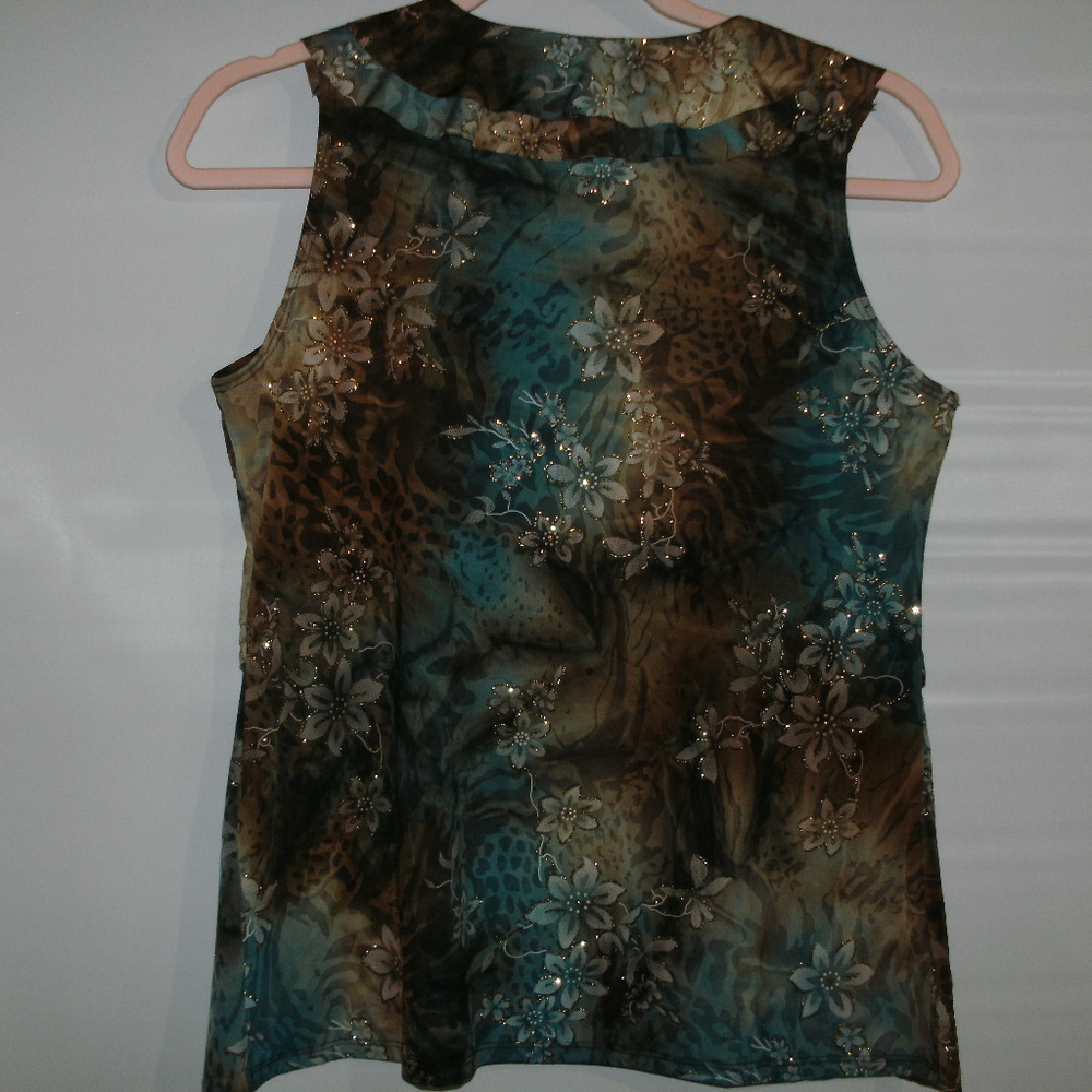 Dress Barn Tank Blouse Ruffled Front Petite Small - Picture 2 of 2